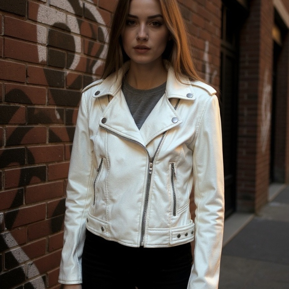 Blank NYC Suede White Moto Jacket